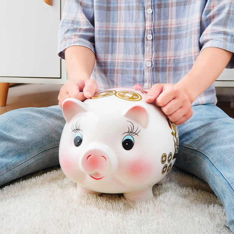 【福利】陶瓷亮面粉蓝猪猪存钱罐