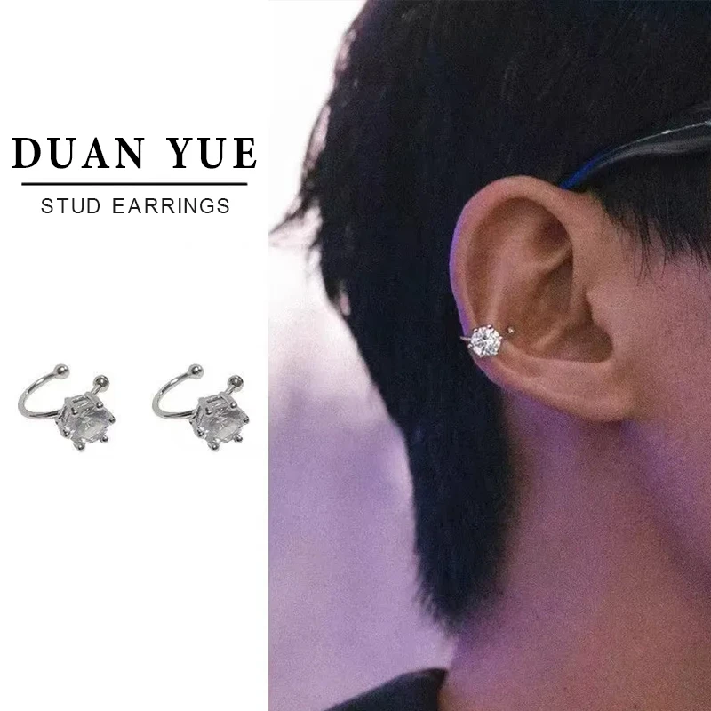 铜合金合成锆石耳饰 艺术生无洞耳夹冷淡风耳骨夹高级感学生耳饰