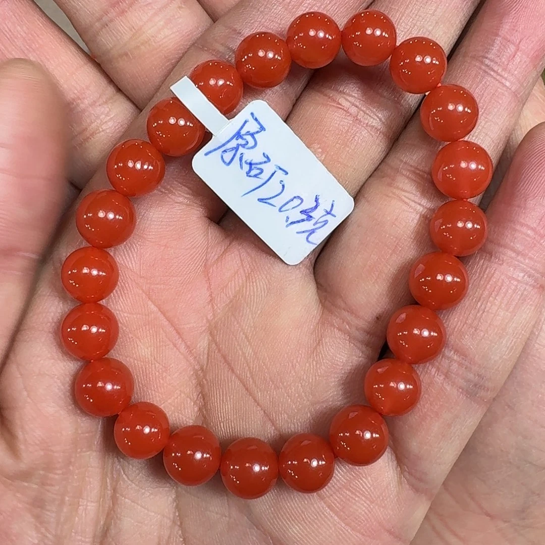 可***乐南红玛瑙未镶嵌手链原矿南红手串8mm➕高品质辣椒红