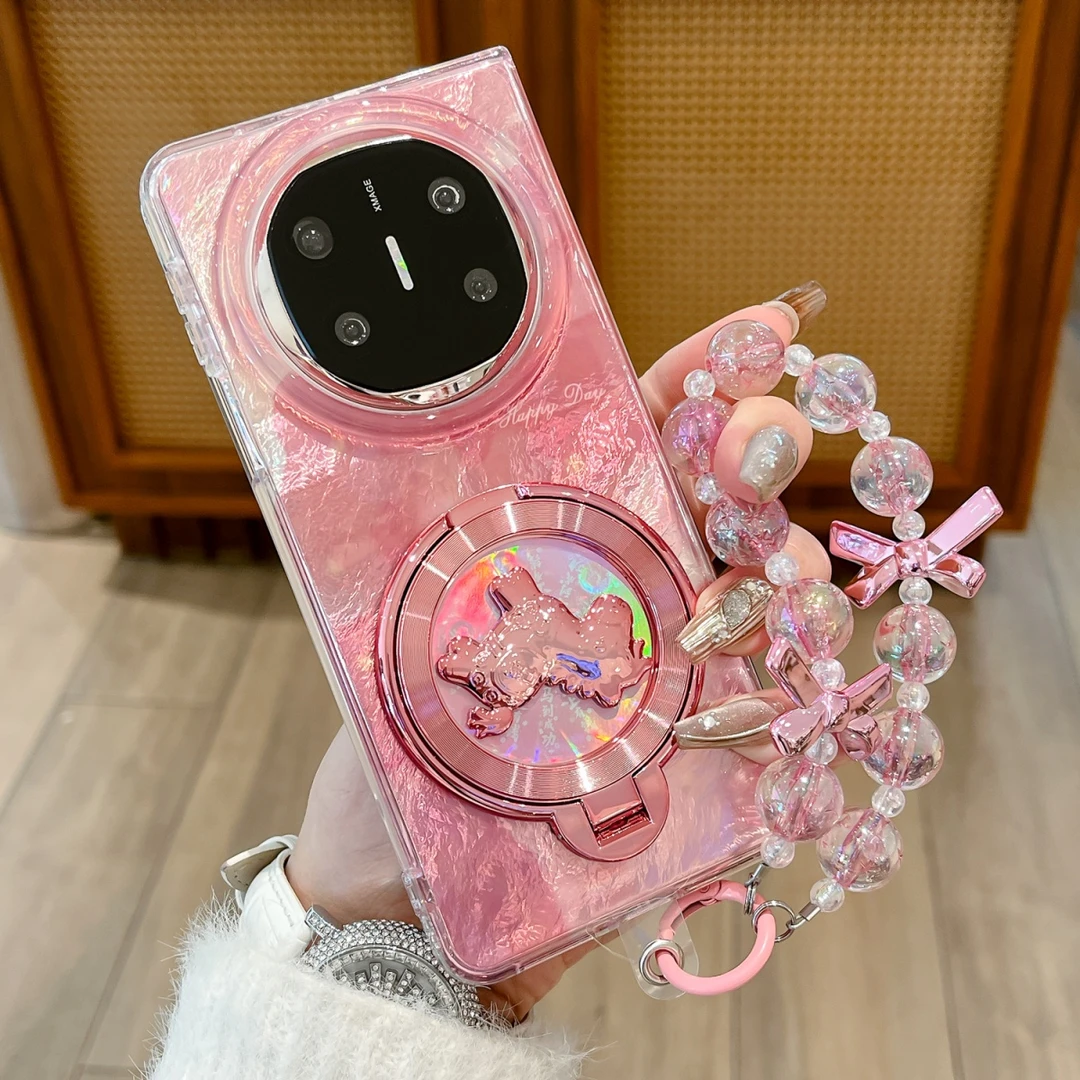 适用华为matex7手机壳新款女折叠屏全包防摔小众创意发财小马支架