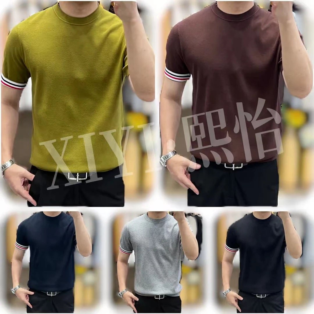 【XI.YI/熙怡】2025秋季男士经典复古蓄热母婴级百搭款针织短袖M721