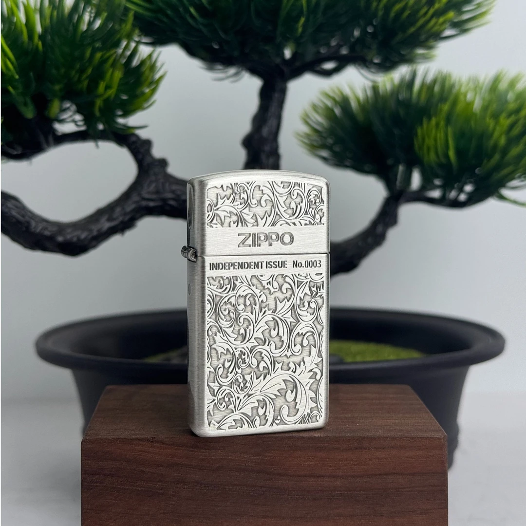 ZIPPO打火机 熏银双面唐草 1605纤巧煤油打火机 DYJ1
