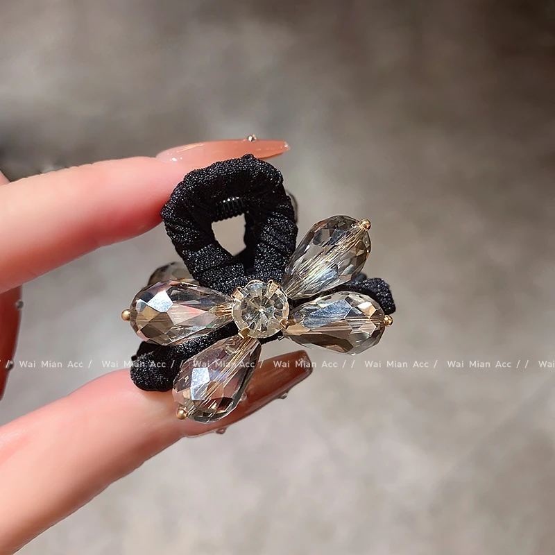 网红百搭水晶缠绕小抓夹女高端时尚侧边刘海夹后脑勺半扎发夹新款