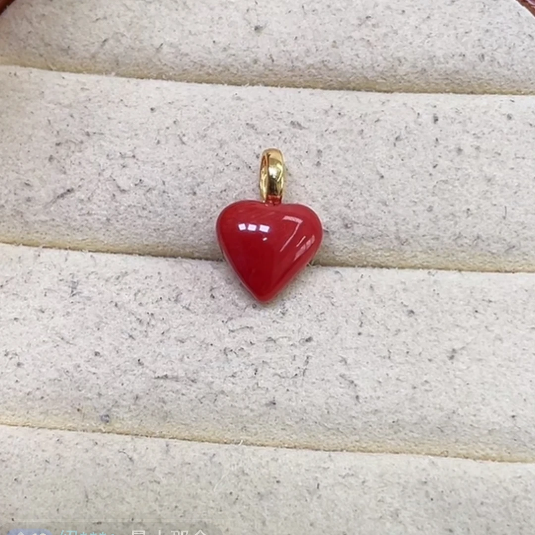 胖爷品牌直营天然珊瑚立体爱心吊坠