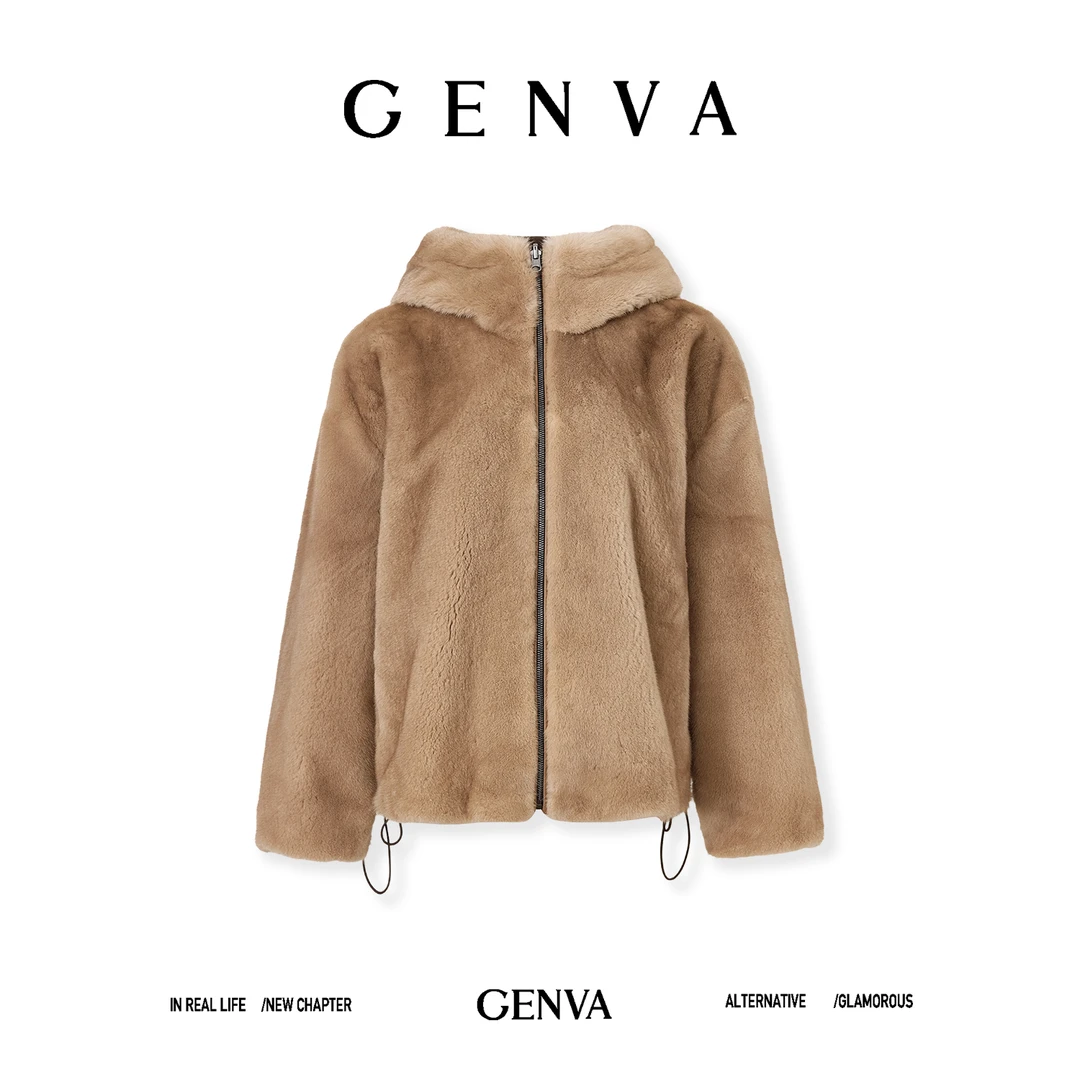 玖着'瑞纳'S@gafurs皇冠级天鹅绒短二染色帕斯条双面穿帽兜外套