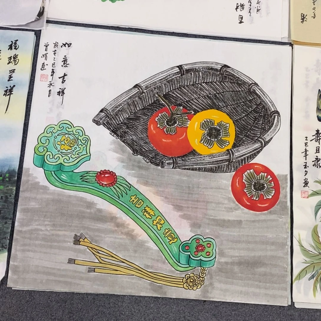 国画尺寸70✖️70精品斗方手绘画