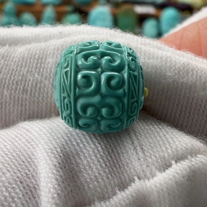 绿松石未镶嵌回纹珠10mm