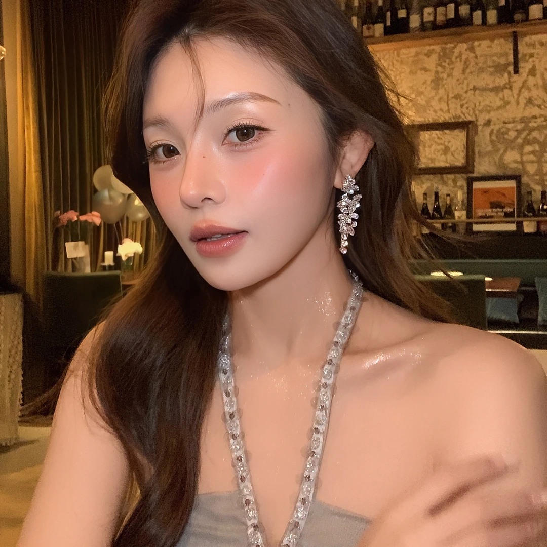 铁合金无非金属耳饰 闪闪流苏耳环小众长款耳钉晚礼服耳饰女