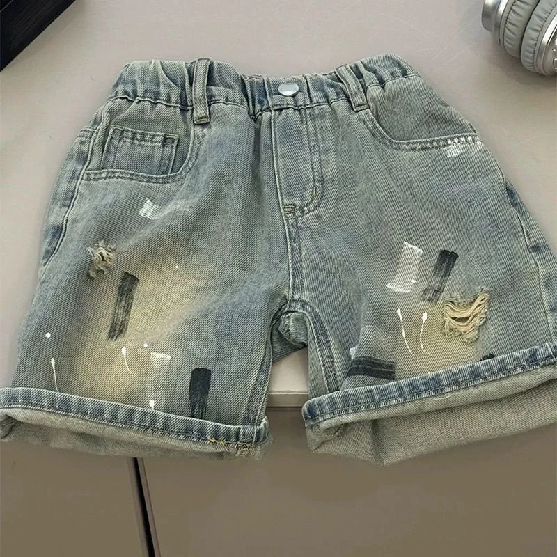 儿童牛仔短裤夏季2025新款男童帅气休闲百搭中裤小儿童五分裤潮酷