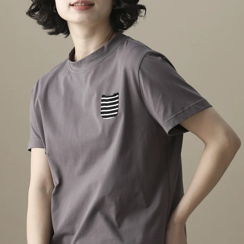 左耳左岸 棉圆领短袖T恤女百搭休闲上衣2025夏装新款文艺体恤衫