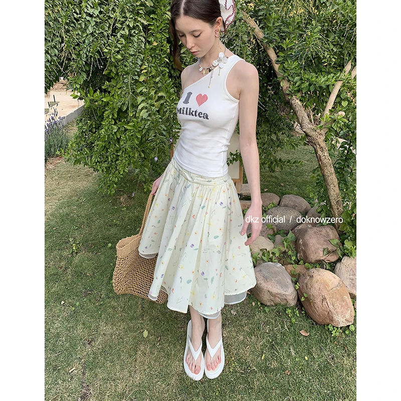 DKZ 层纱散摆花朵半裙