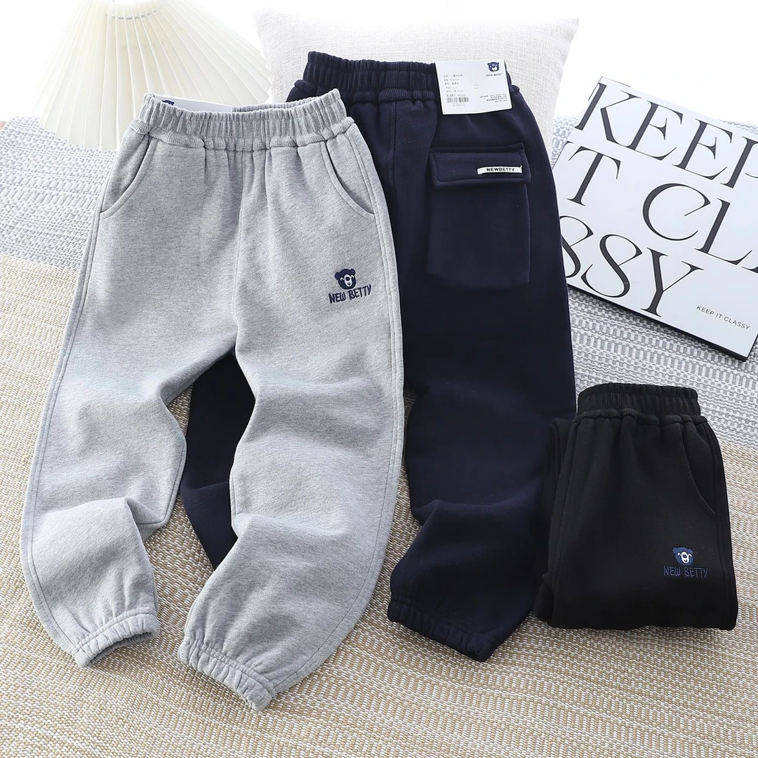 肉肉家-【纯棉后口袋卫裤】儿童春季亲肤舒适束脚休闲卫裤运动裤