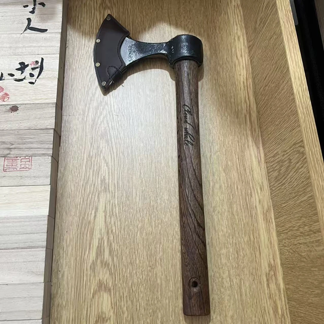 140轨道钢锻打户外长柄斧实木柄维京斧露营伐木实用工具