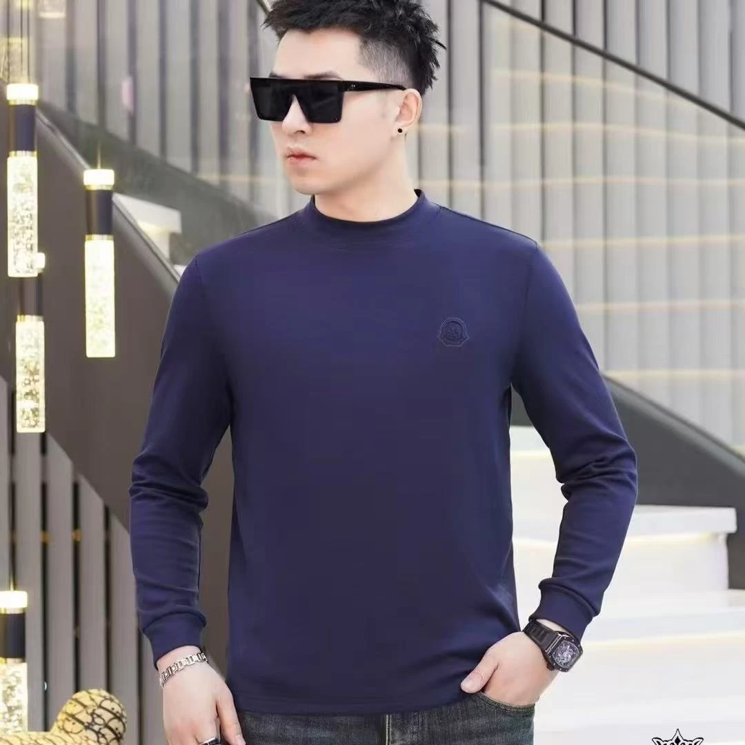 新款高端男士潮流百搭个性图案纯色休闲打底衫HU5712