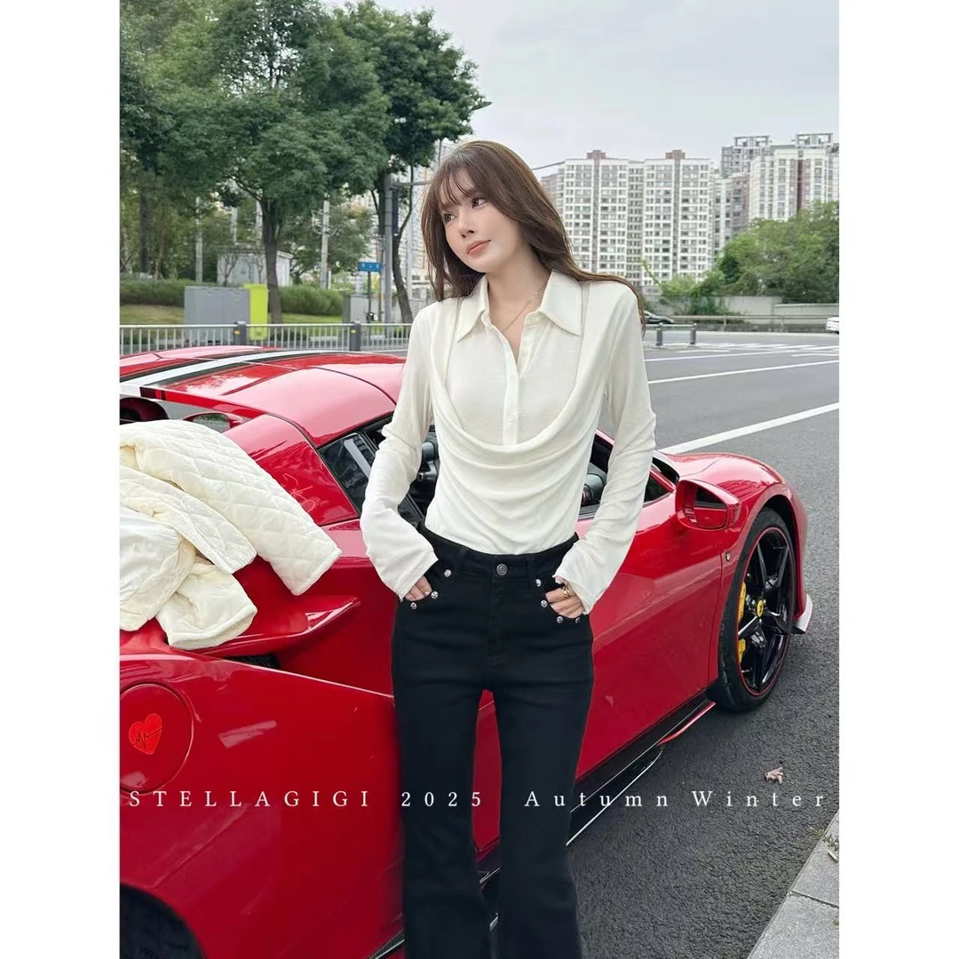 SG / 杨依姗 AW天丝羊毛荡领假两件长袖打底衫T-20252200