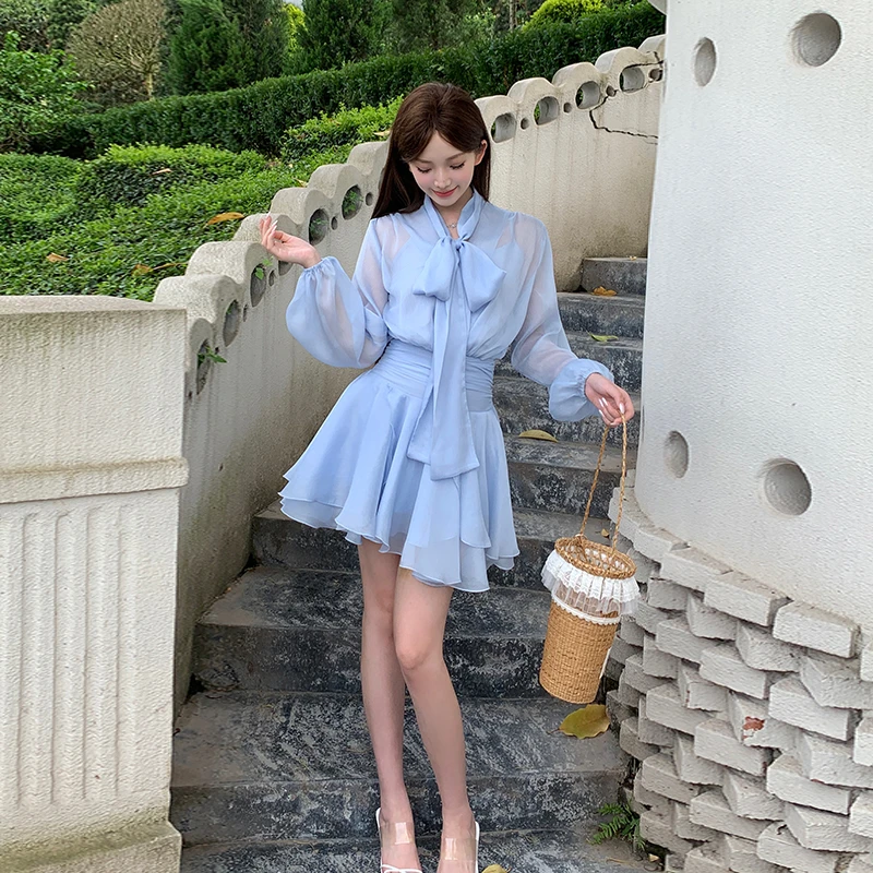 冰冰来了【幻纱氛围】小众简约短裙吊带套装轻熟设计连衣裙27161