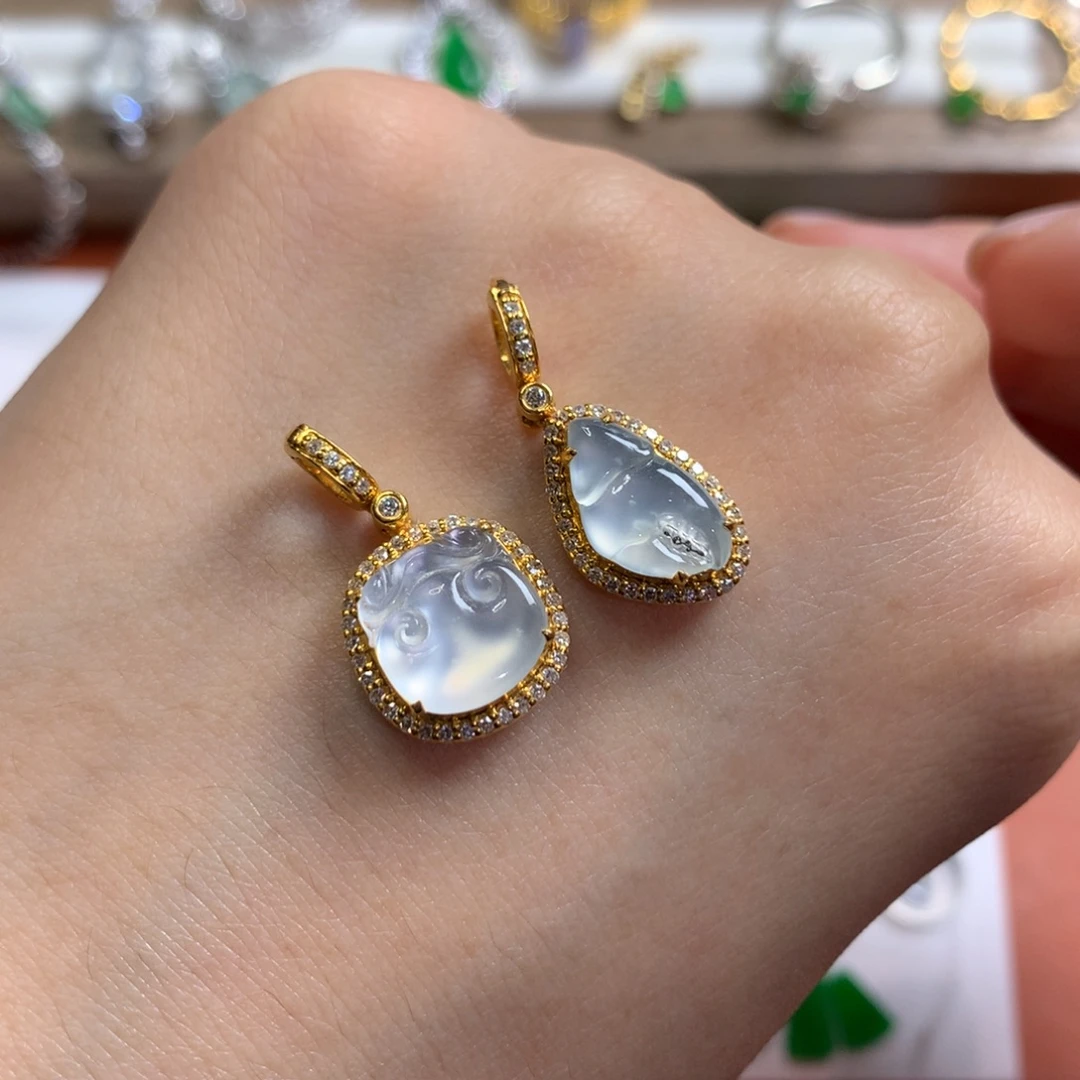 翡翠未镶嵌颈饰成品吊坠镶嵌 钱袋子