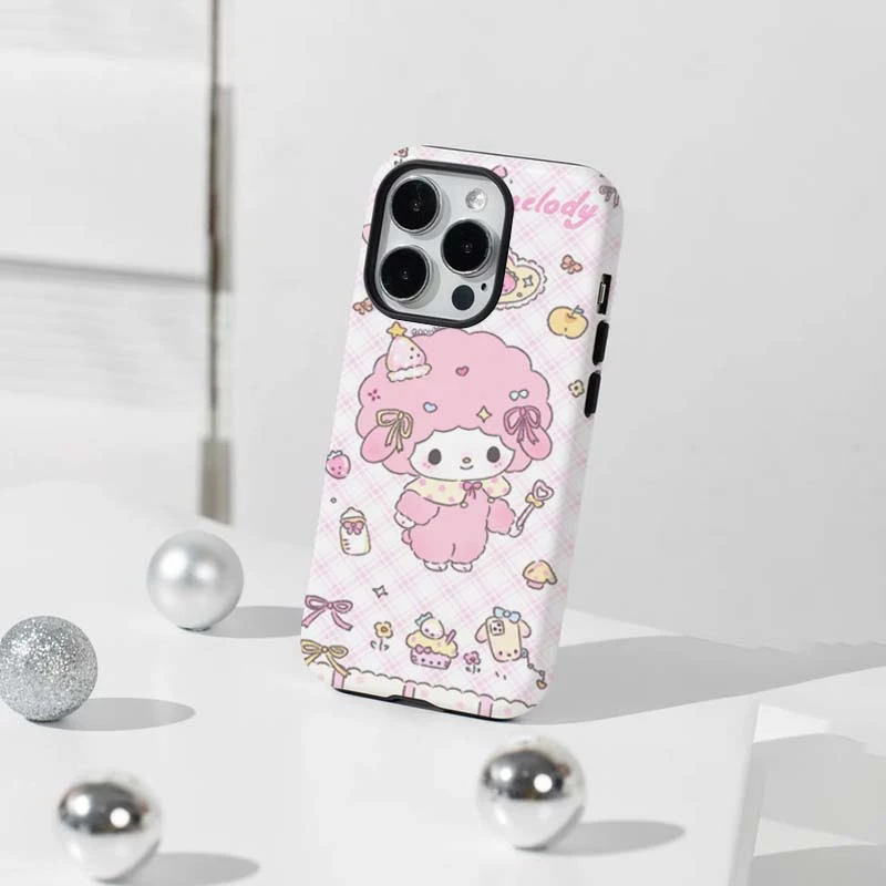 可爱小羊圆边二合一磨砂苹果16promax手机壳适用于苹果韩系