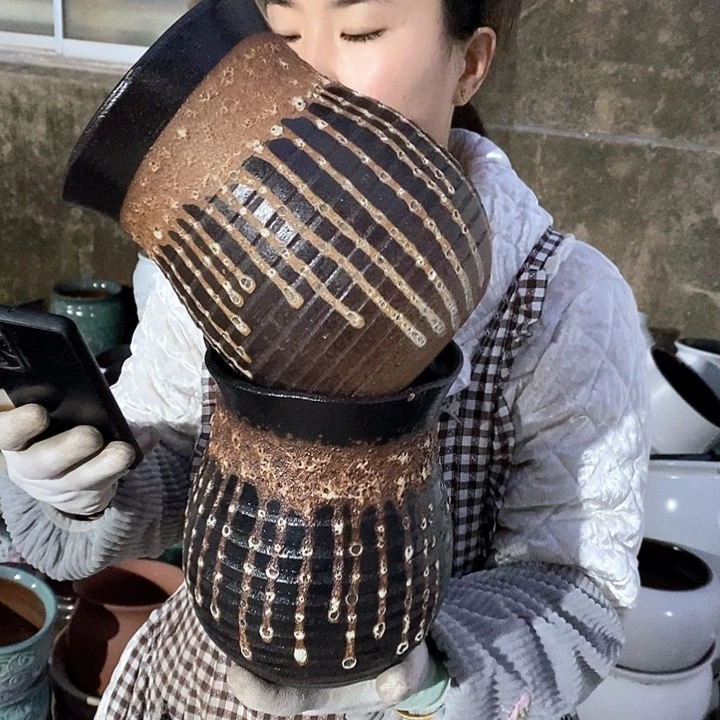 紫砂花盆瑕疵口15高20