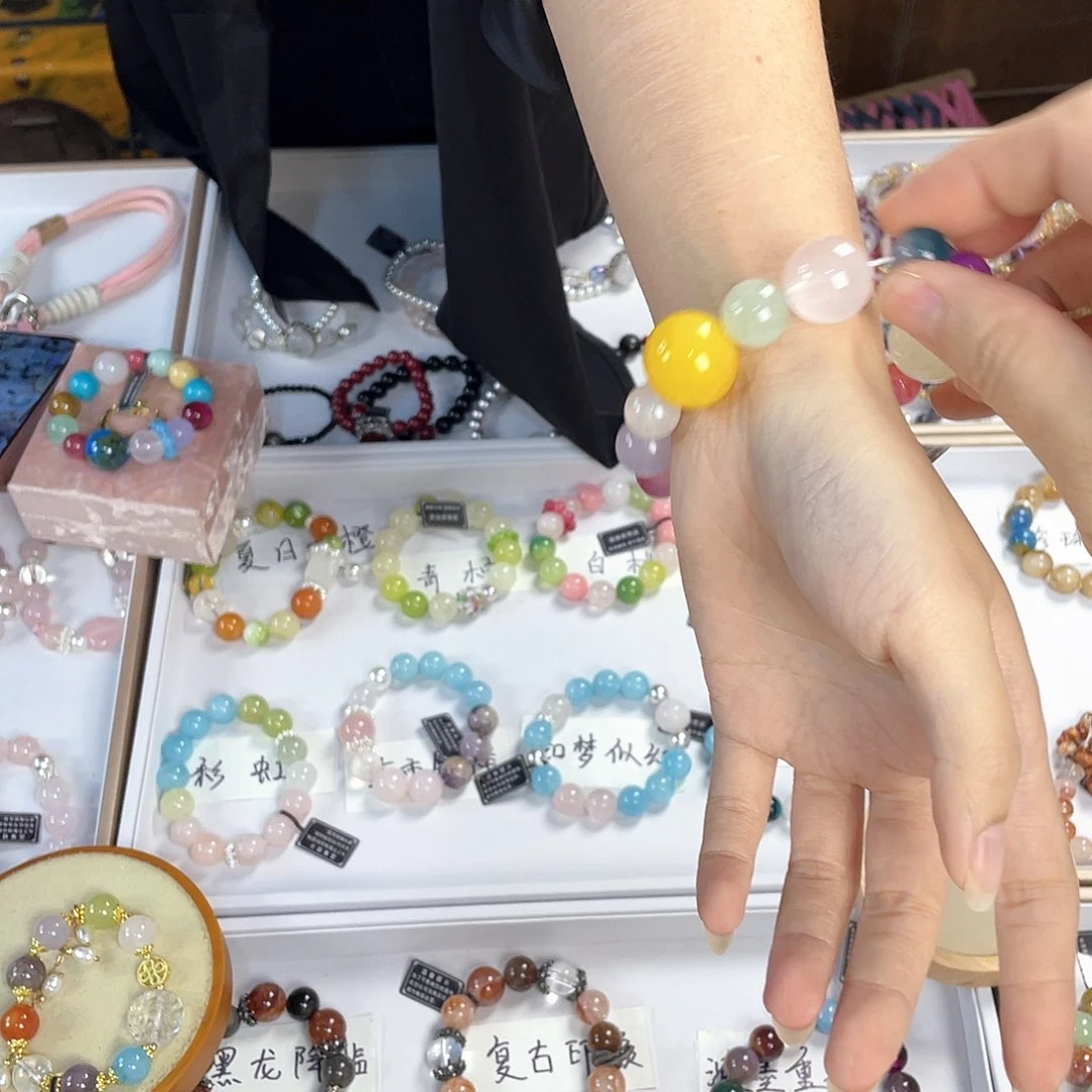 水晶手链银S925镀金镶嵌