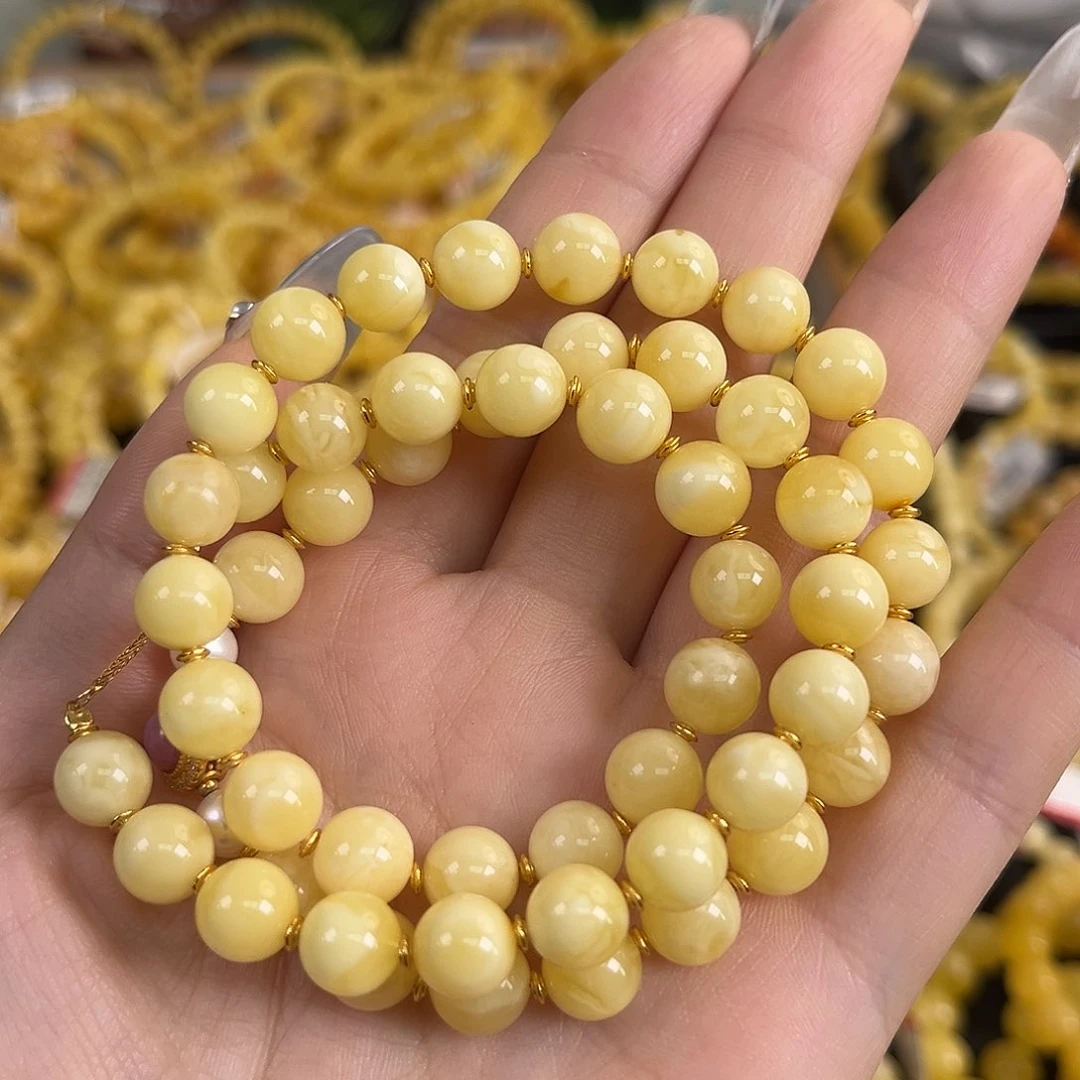 裸石琥珀未镶嵌白花蜜女神链