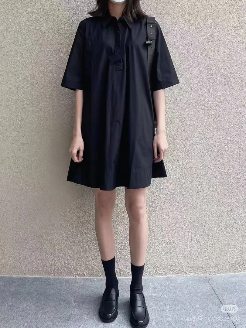 SS25406  C订单100%棉A字版衬衫连衣裙