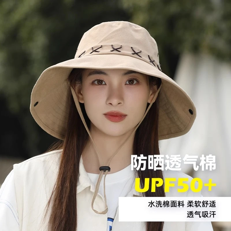 户外徒步西部牛仔帽子渔夫帽男女同款夏季帽大檐遮阳防晒帽太阳帽