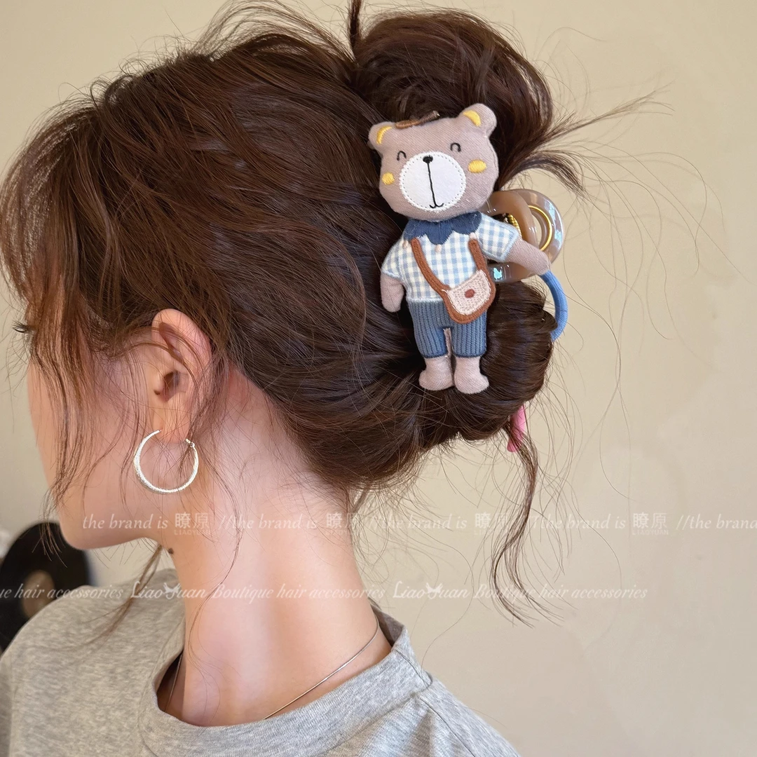 趣味森林~韩国卡通抓夹女高级感2025新款可爱发夹后脑勺鲨鱼夹ins