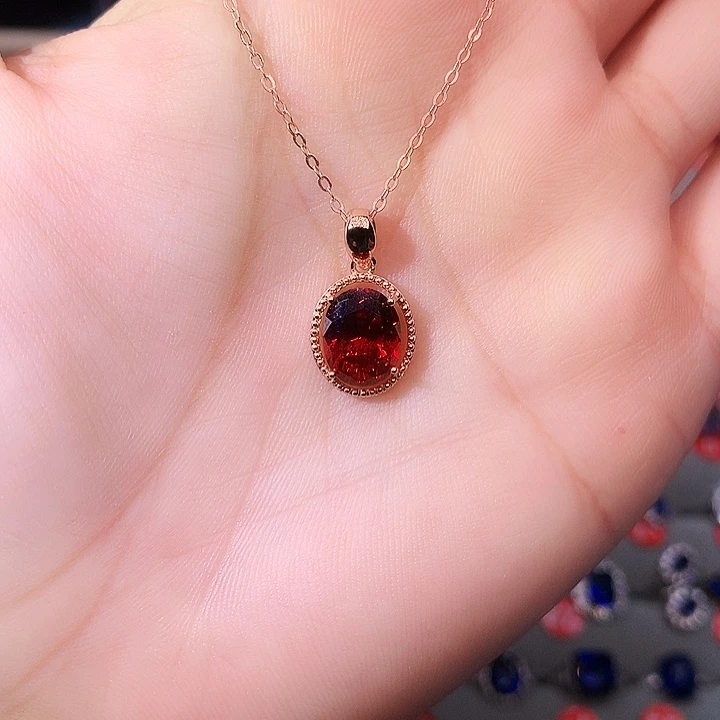 石榴石吊坠(赠链)银S925镶嵌