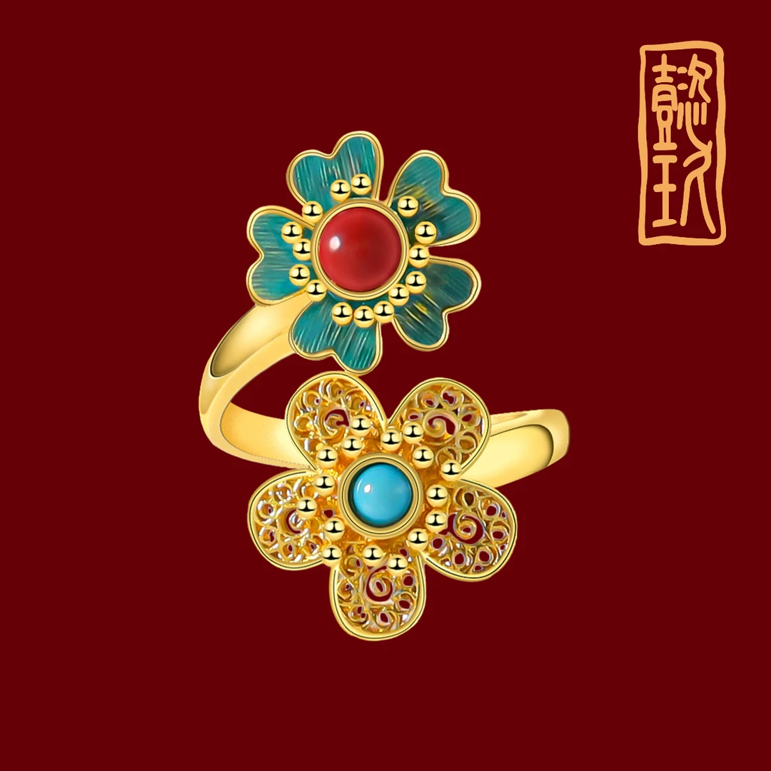 铜合金珐琅戒指 复古古风戒指Y110