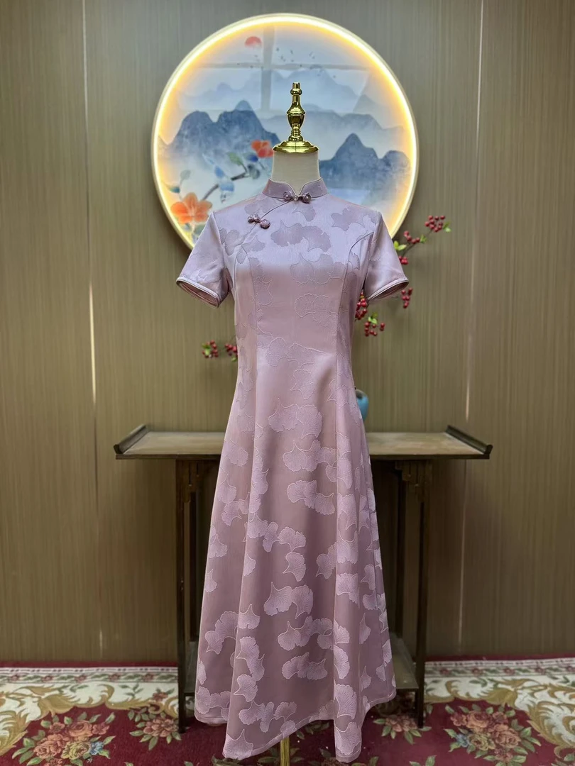 望月 日常气质文艺国风复古优雅奥黛改良旗袍