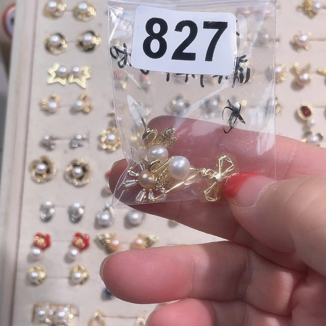 合金淡水珍珠耳饰麻****o