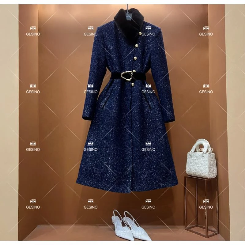 【小露】秋冬气质小香风时尚设计师中长款外套 QD-2025512