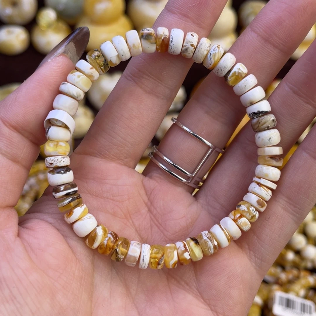 琥珀未镶嵌手链6.8mm药片