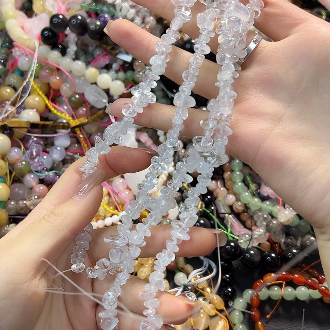 玛瑙/玉髓合金珠宝半成品白水碎碎一条多圈