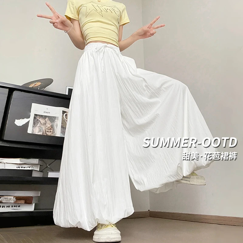 花苞裙半身裙女2025夏季薄款胖mm梨形身材显瘦遮肚宽松百搭阔腿裤