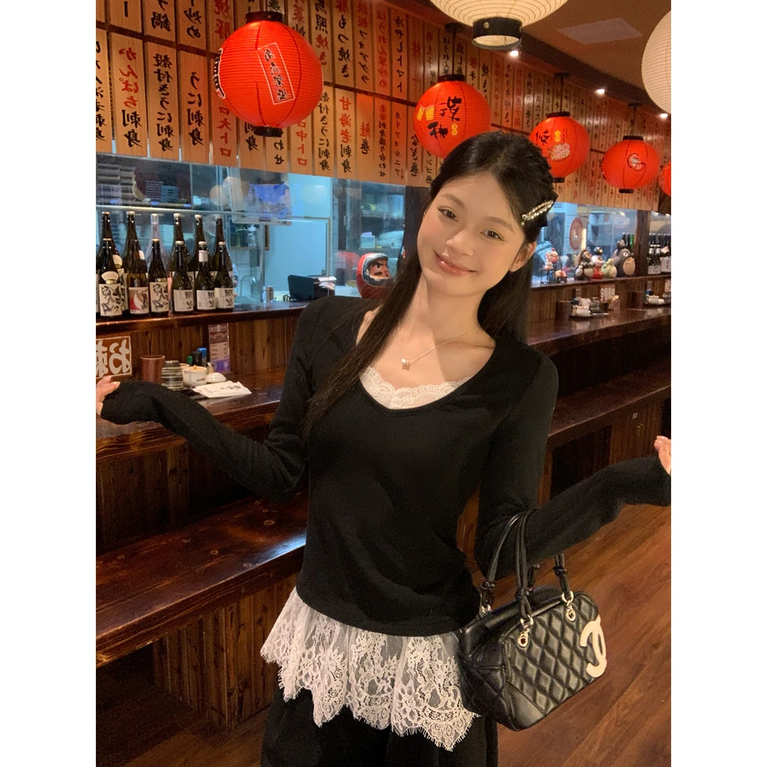 宋正恩12/1 10:00AM上新【蕾丝花边拼接假两件】AA27211