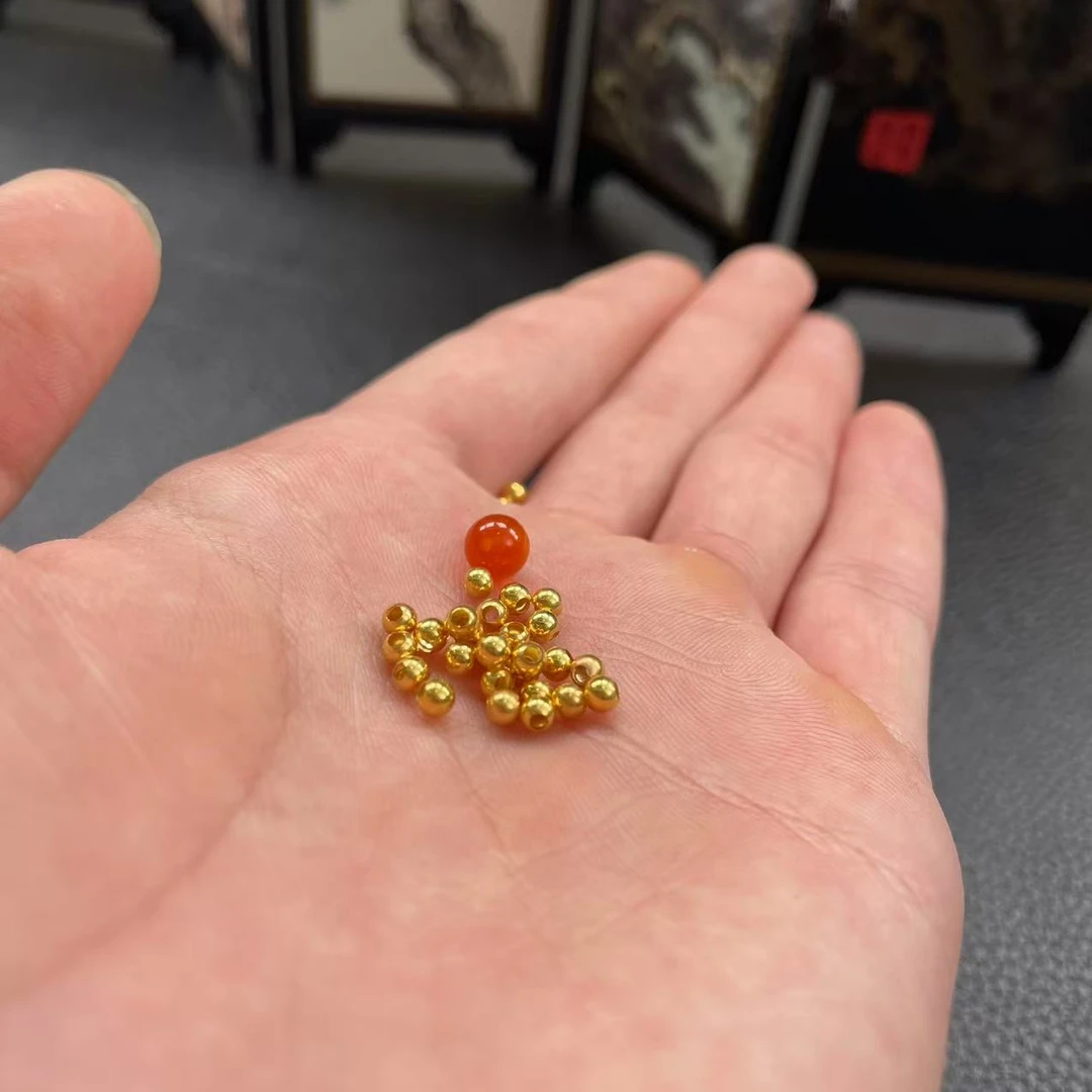 【云】一粒18k金单株吊坠约2mm（配玛瑙珠）