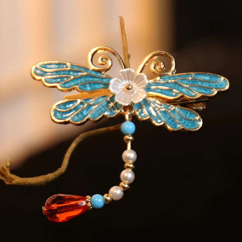 新中式古典发夹国风蜻蜓刘海夹汉服配饰复古设计侧边夹盘发发卡女