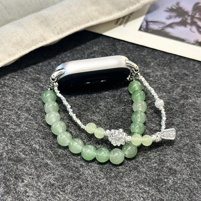 翠绿碎银莲花适用于小米手环10/9表带Pro腕带新款创意轻奢8/7新款