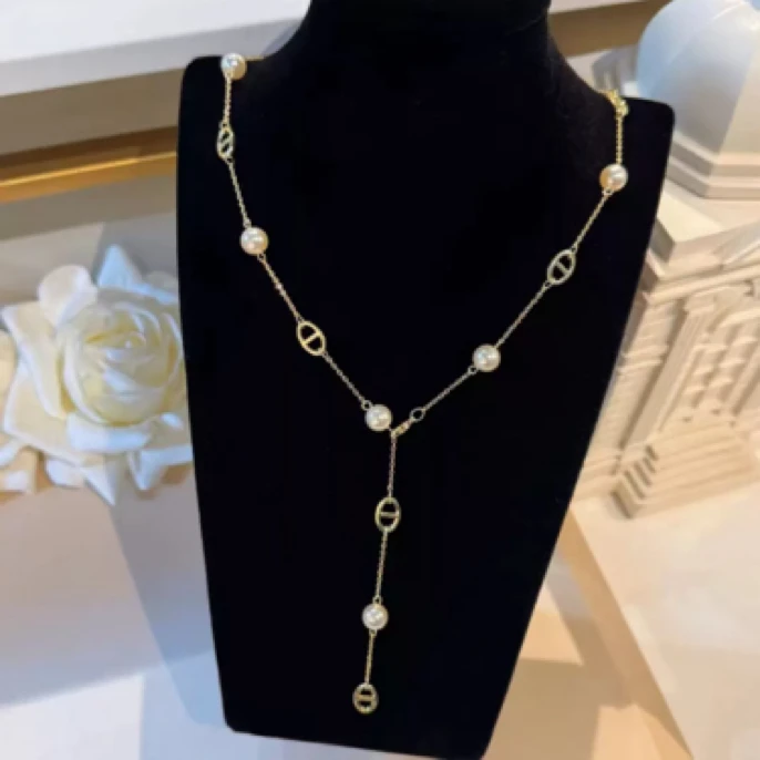 铜合金项链 《8733》猪鼻子珠珠毛衣链（链长60可调节）