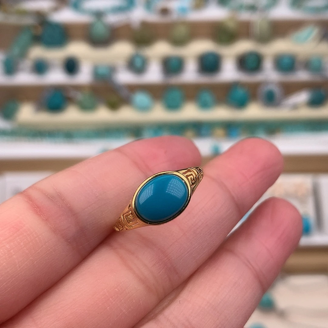 绿松石银S925镶嵌戒指