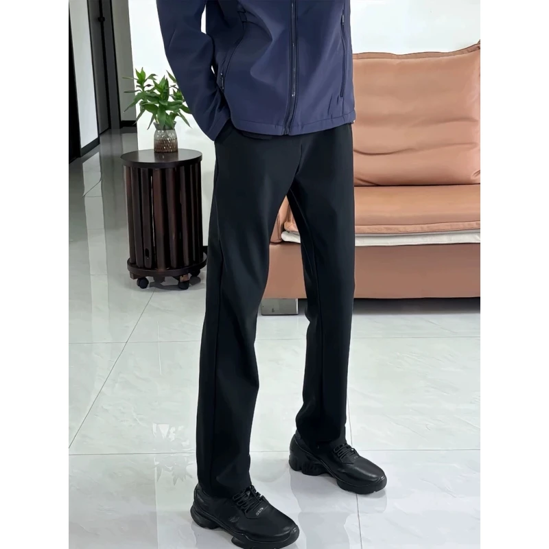 黑色cleanfit直筒西裤男秋季高级感垂坠感修身微喇裤子休闲西装裤