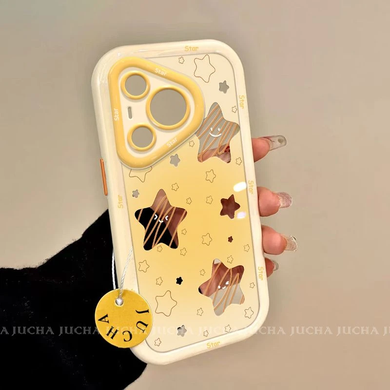 线条镂空星星适用苹果16手机壳高端华为pura70硅胶小米15新款OPPO