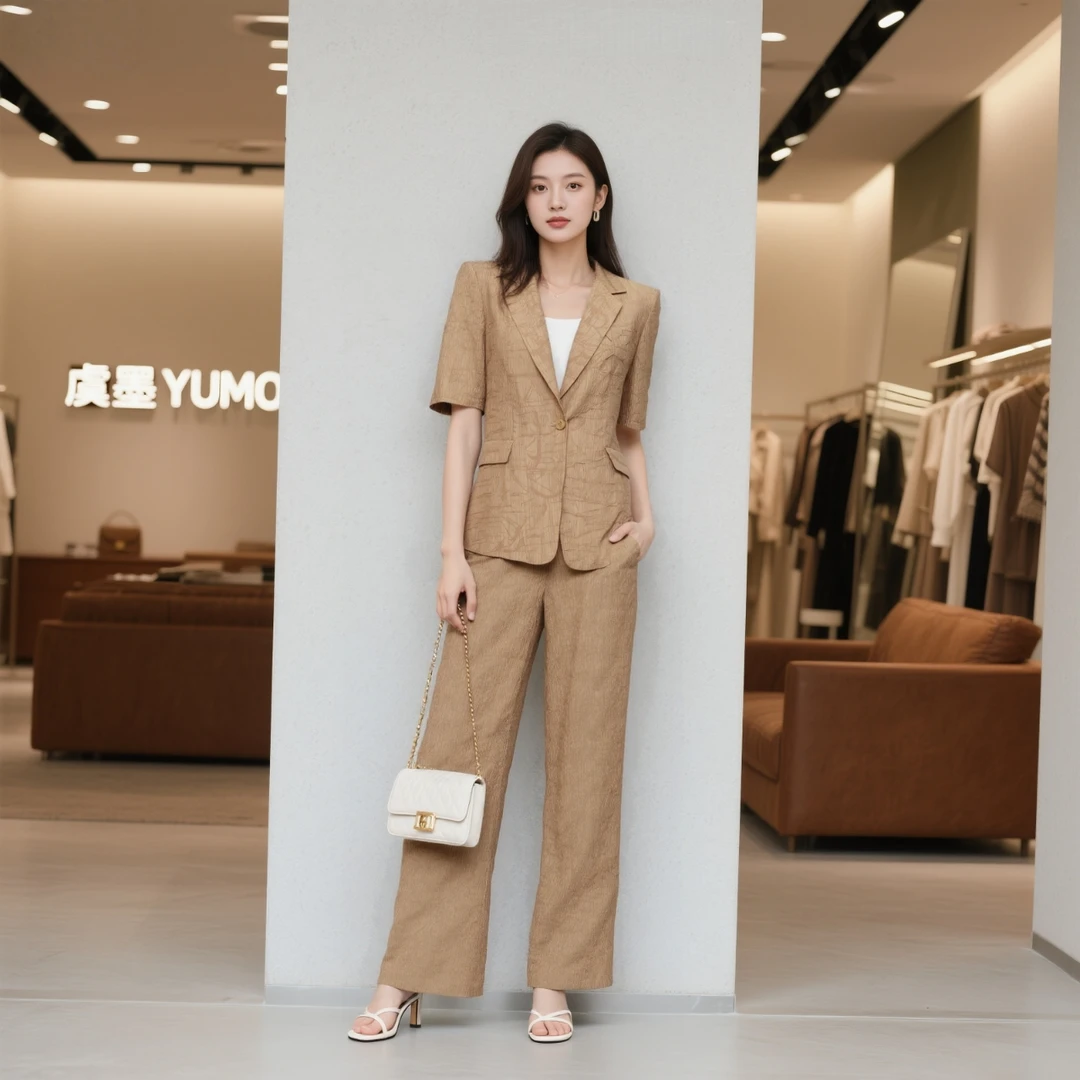 W963休闲风优雅气质女士两件套时尚套装