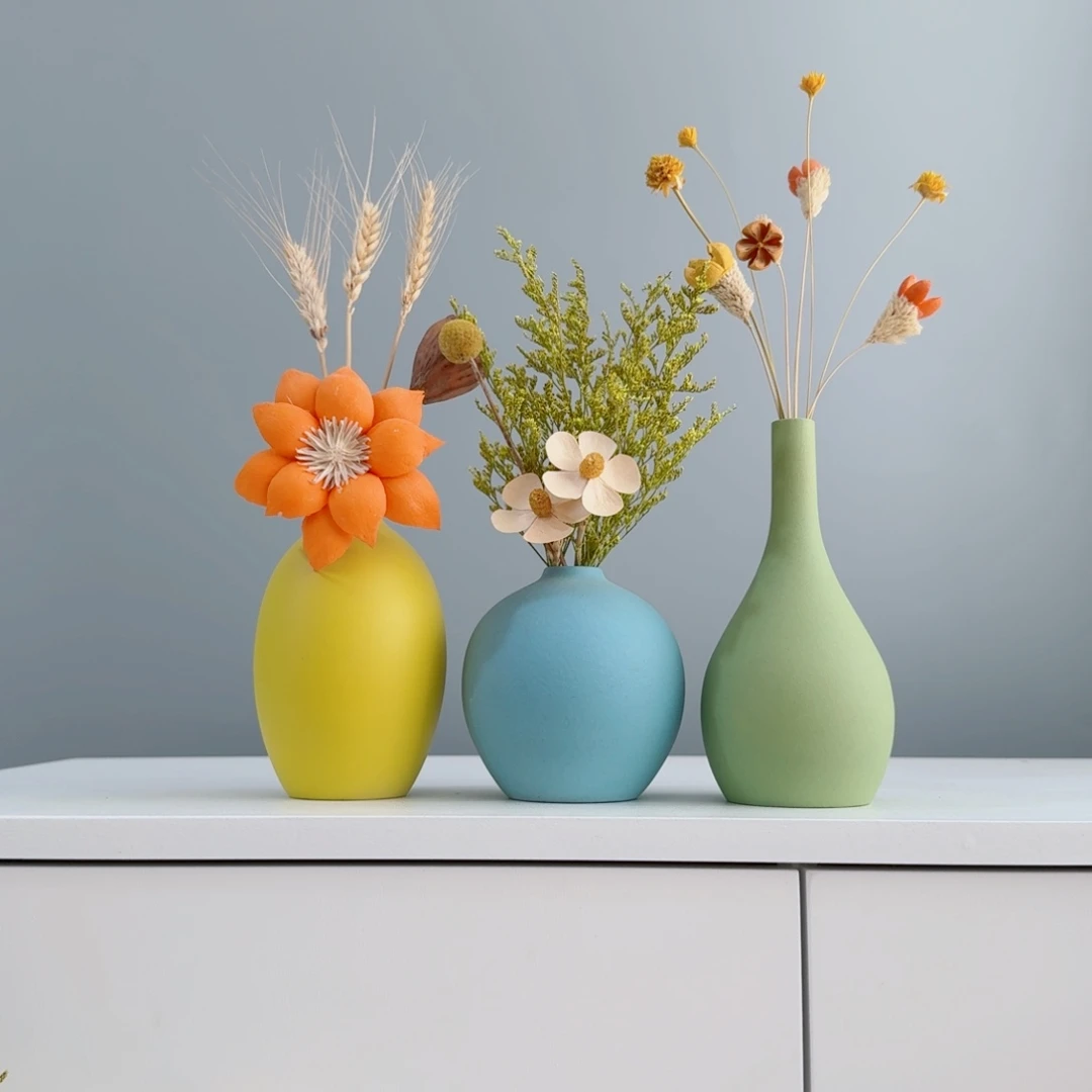 摆件陶瓷花瓶摆件含花总高约20-30cm