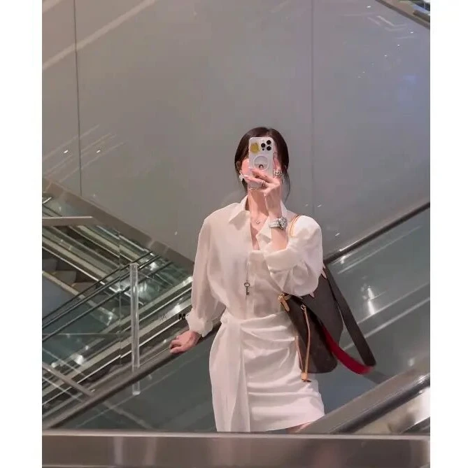 2025夏季新款时尚衬衫连衣裙气质显瘦洋气休闲百搭甜美辣妹外穿女