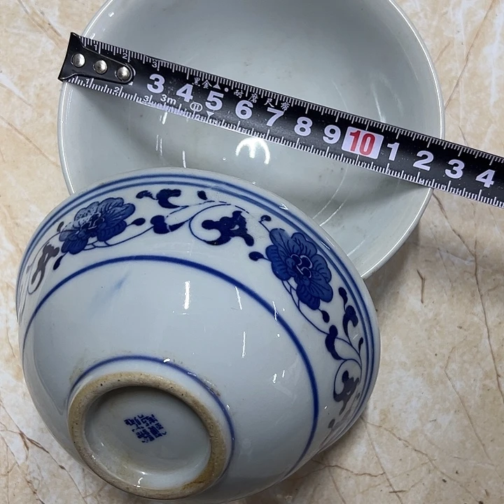 陶摆件2个12.5厘米芙蓉花碗