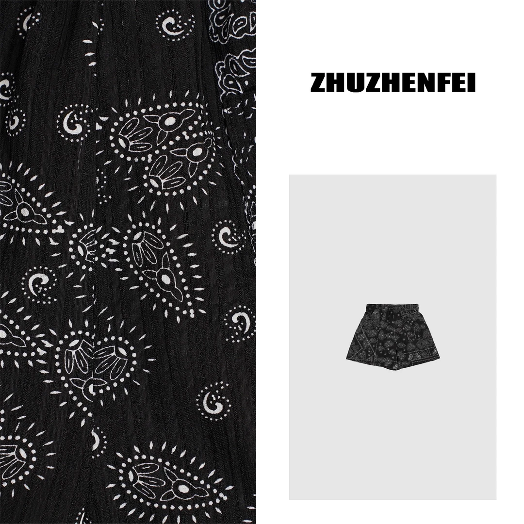 设计师原创新款休闲百搭时尚简约宽松显瘦潮流腰果花短裤Z352023