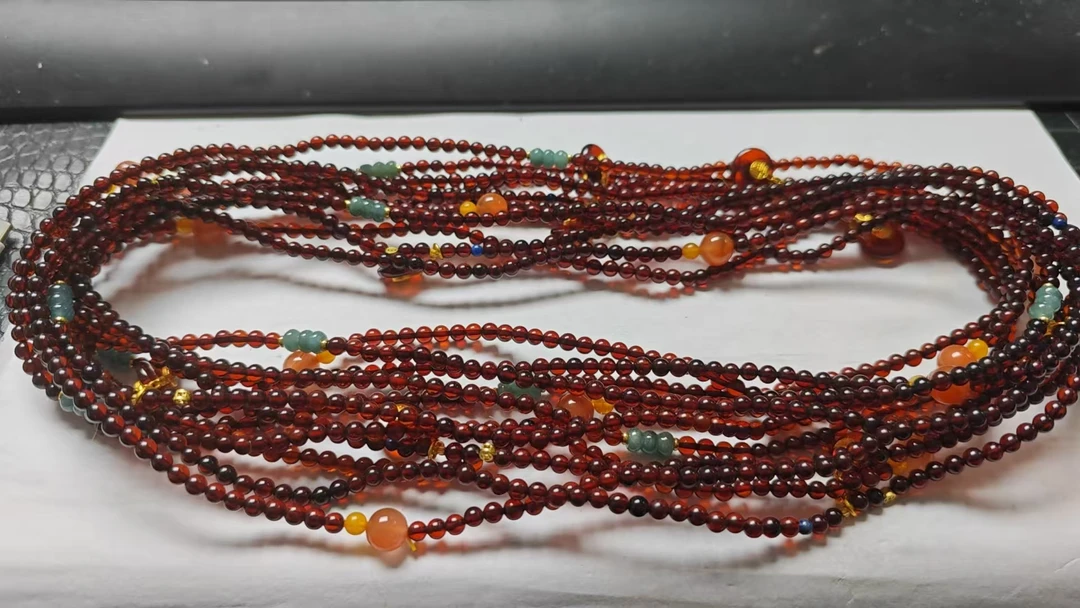 琥珀血泊原创项链4.3mm左右多样性发其一C-114